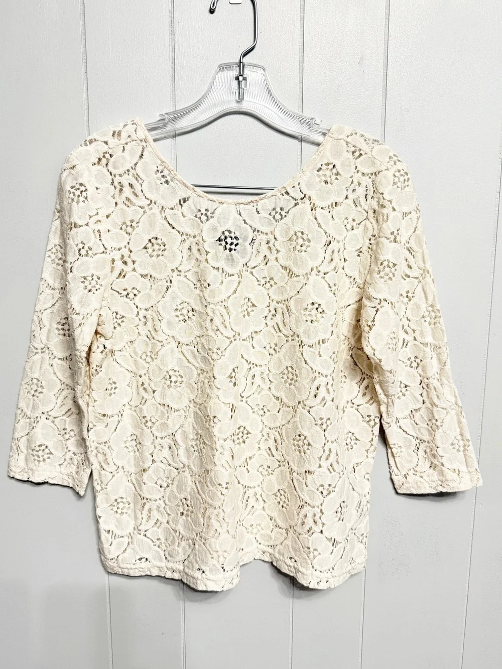 #19) H&M Cream Floral Lace Scoop Neck Blouse